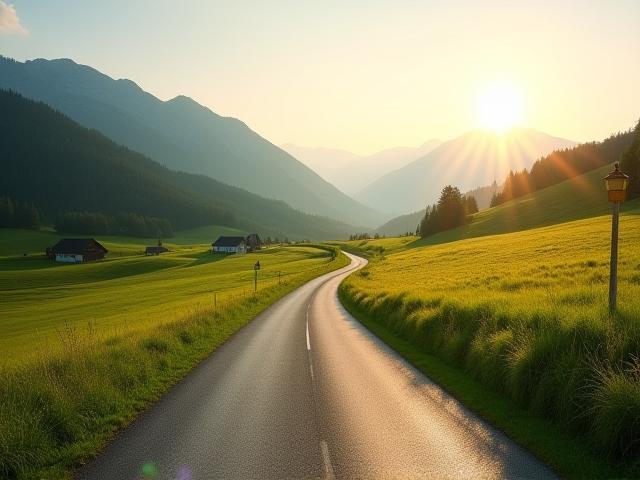 Landschaftliche, mautfreie Straße in der Schweiz umgeben von Bergen