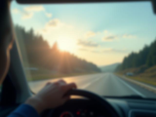Schweizer Autobahn mit Vignette Nahaufnahme auf Windschutzscheibe