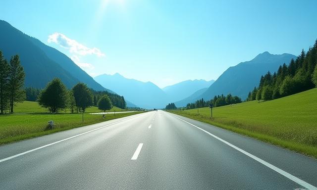 Stimmungsvolles Bild einer Schweizer Autobahn im Sommer